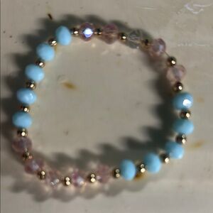 Blue and Pink with gold spacers Beaded Bracelet with Elegant Design